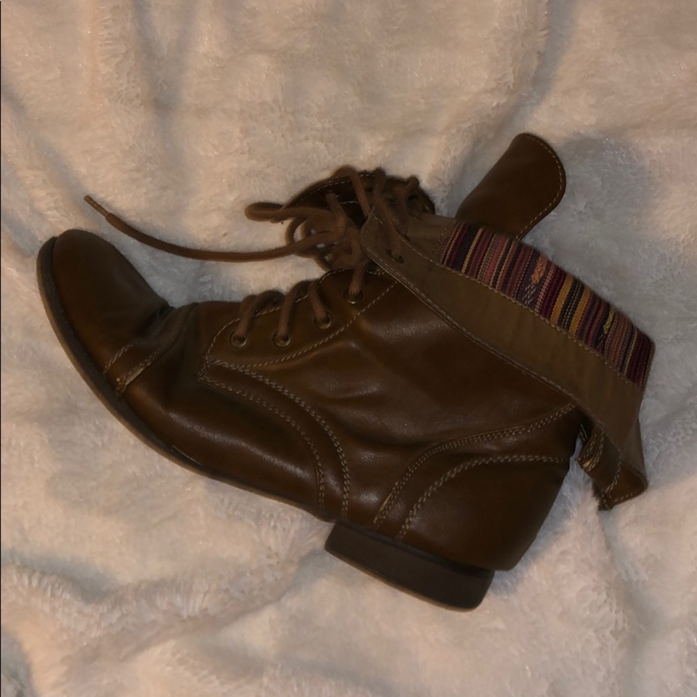 Foldable Leather Combat Boots - Picture 5 of 7